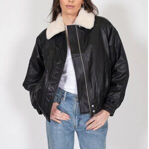 NEW Brunette the Label Vegan Leather Bomber Jacket